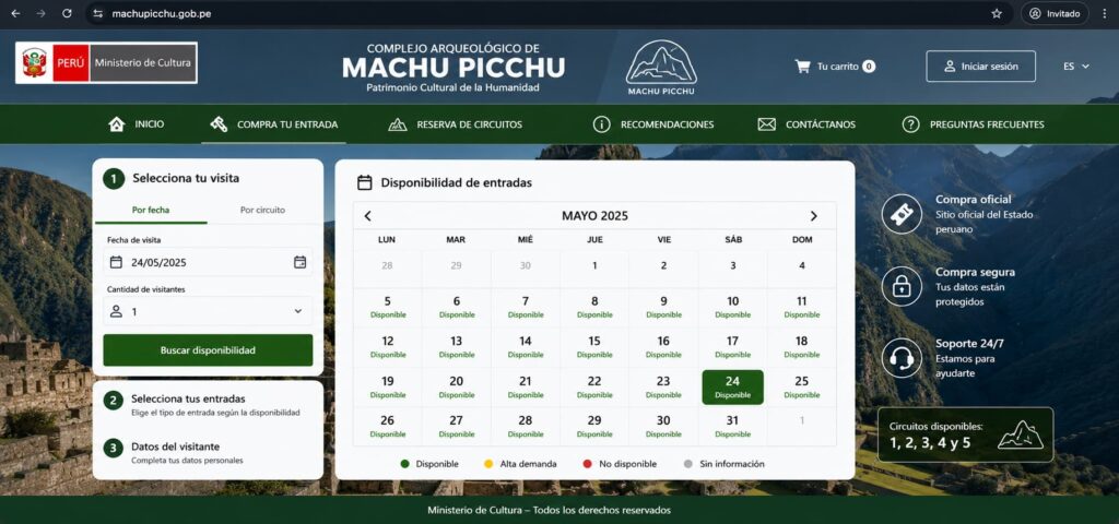 Alt text que debes escribir: how to buy tickets cusco machu picchu online 2026 — official booking portal step by step